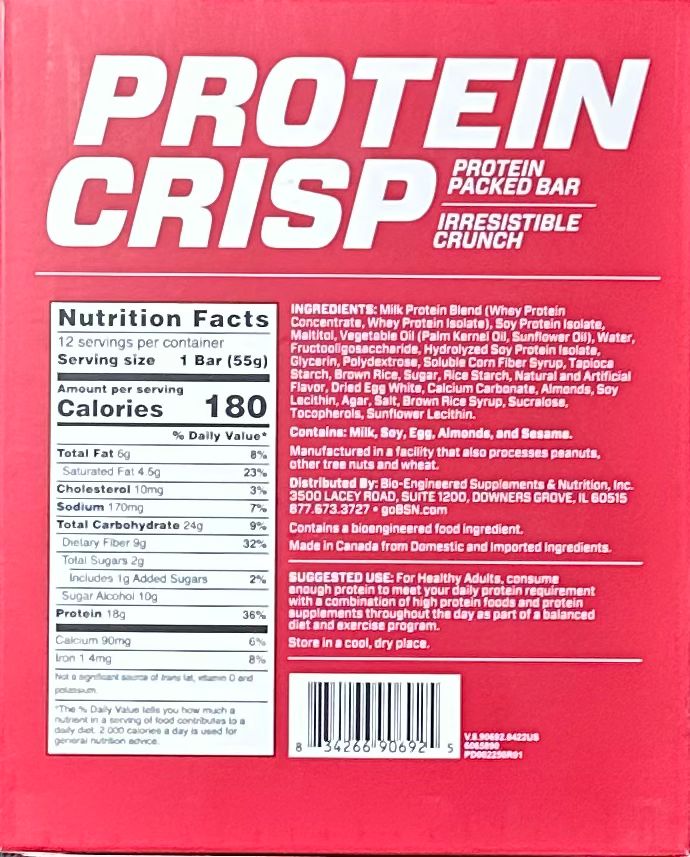 BSN CAJA PROTEIN CRISP 18GR PROTEINA 12 BARS